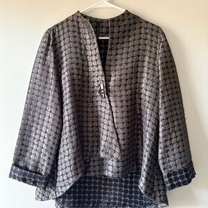 IC by Connie K Medium Two Tone Asymmetric Jacket Metallic 3/4 Sleeve Lagenlook